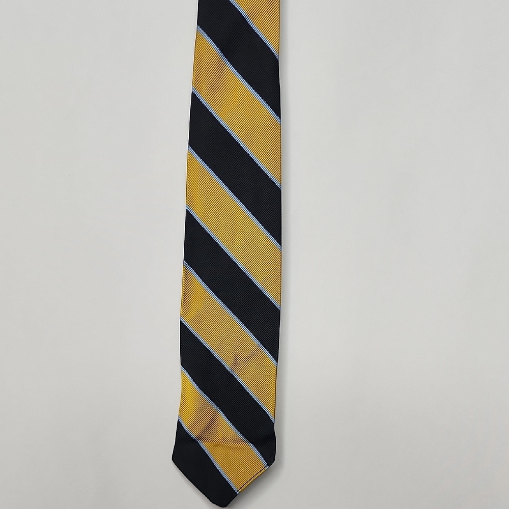 Paul Stuart Black and Gold Striped Silk Tie